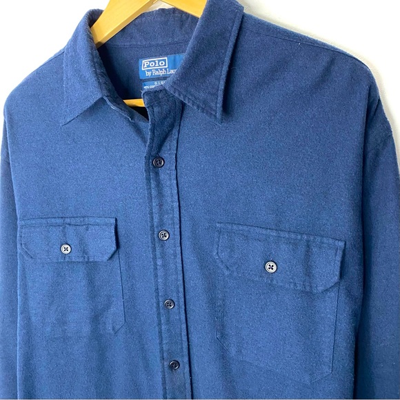 Polo Ralph Lauren Men’s Blue Long Sleeve Button Down G.I. Shirt Tri-Blend XL - Picture 3 of 6
